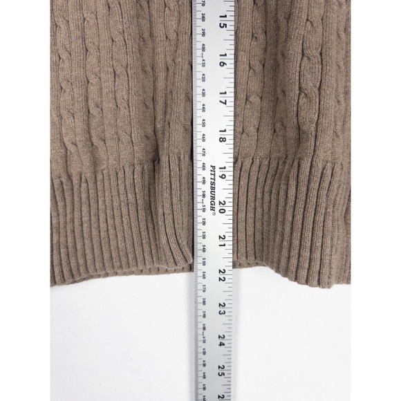 Cableknit Fisherman Sweater Womens Large Brown 100% Cotton Pullover Jeanne Pierr - Picture 6 of 7